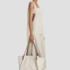 Victoria tote bag large in ivory canvas Victoria tote bag large in ivory canvas