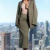 Belted tailored jacket in sage melange Belted tailored jacket in sage melange